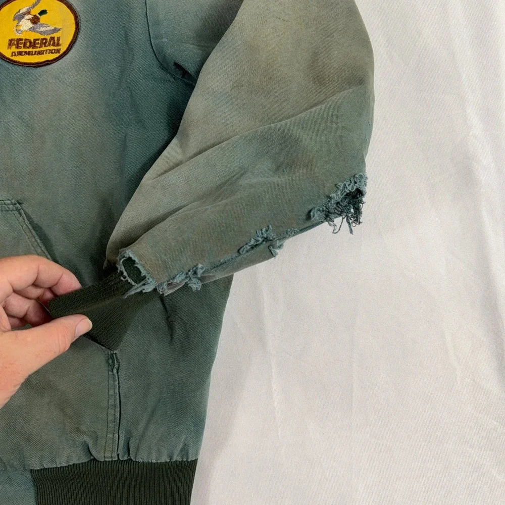 Thrashed Faded Jacket Sun Distressed Workwear Zip Hoodie‎ Grunge Skate XL